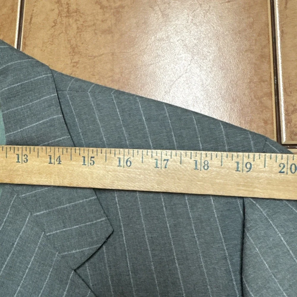 Bruce Douglass 2 Pc Suit Jacket 50XL BIG TALL Pants 44 x 34 Green Pin Stripe VTG